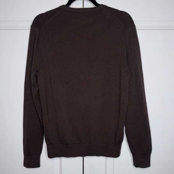 Lands' End Men's Brown V-Neck LS Sweater Size M 100% Supima Cotton Pullover - Picture 7 of 14